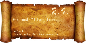 Rothmüller Imre névjegykártya